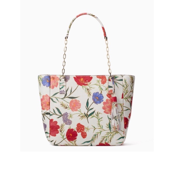 KATE SPADE Cream Multicolor Floral Leather Bag Kingston Blossom Vivian Tote Bag - Picture 17 of 17